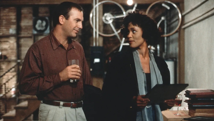 Kevin Costner and Whitney Houston in a scene from The Bodyguard (1992)