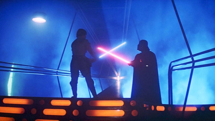Luke Skywalker and Darth Vader in the iconic lightsaber duel from The Empire Strikes Back (1980)