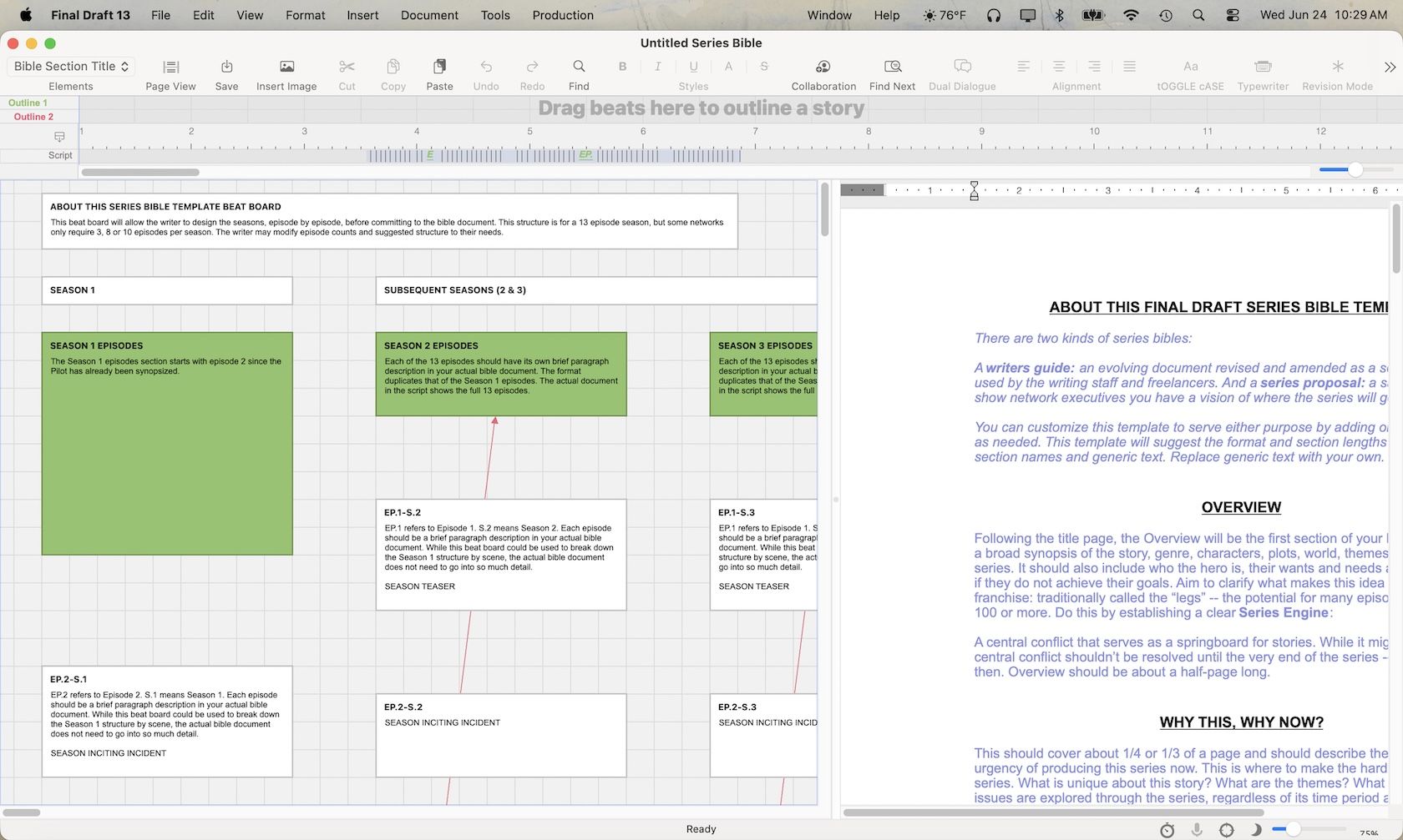 Building Your TV Series Bible in Final Draft