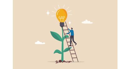 Ladder leading up to light bulb