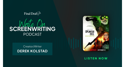 Write On image featuring the poster 'After the Hunt' with sound waves in the background