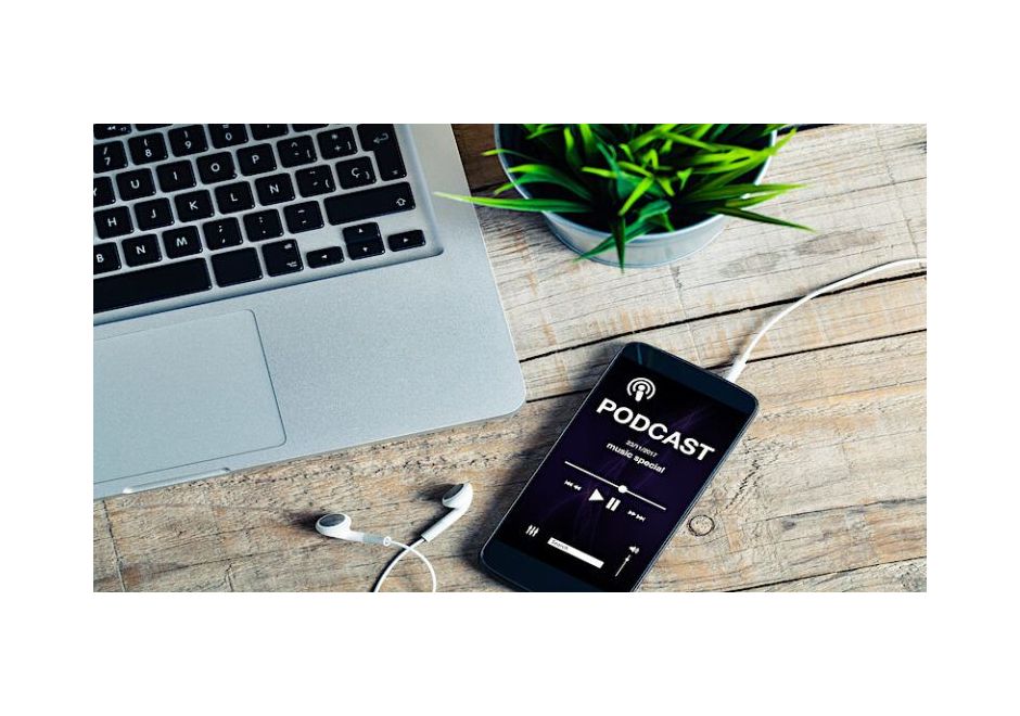 Podcast playing on a mobile phone