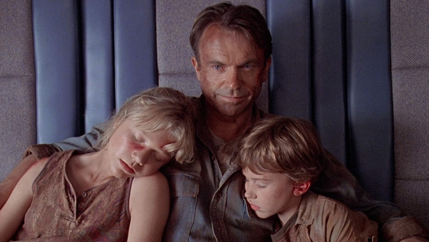 Ariana Richards, Sam Neill, and Joseph Mazzello in 'Jurassic Park'