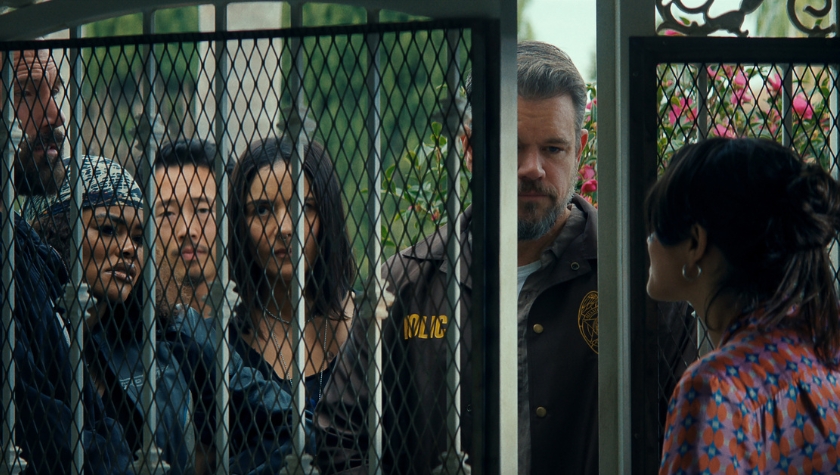 Ben Affleck, Teyana Taylor, Steven Yeun, Catalina Sandino Moreno, Matt Damon, and Sasha Calle in 'The Rip'