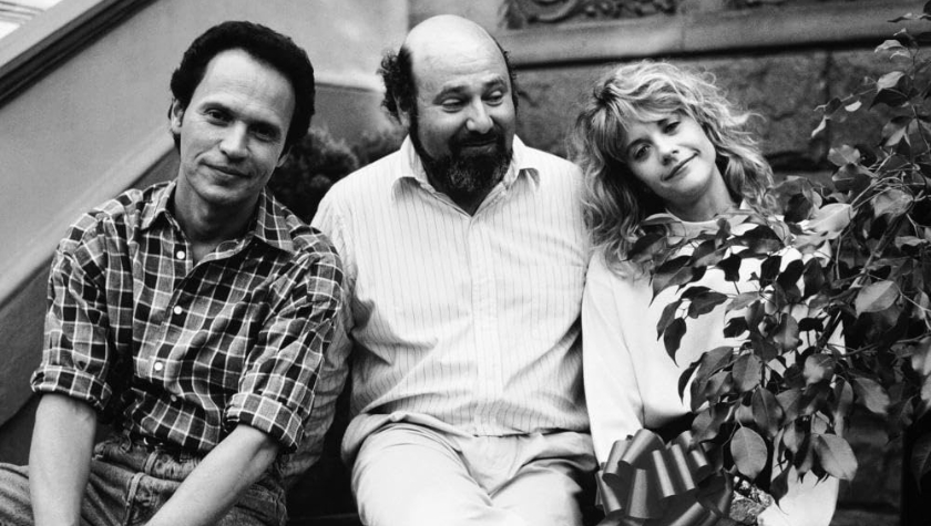 Billy Crystal, Rob Reiner, and Meg Ryan behind the scenes in 'When Harry Met Sally...'