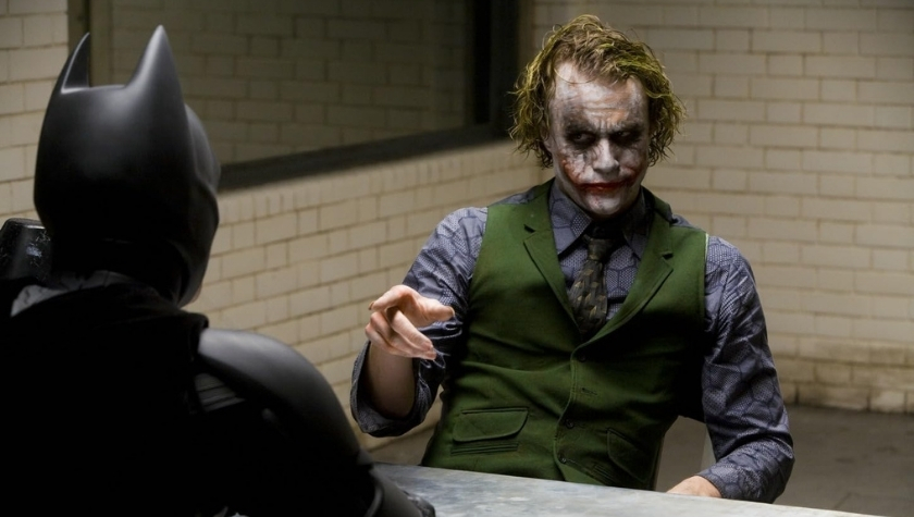 Christian Bale and Heath Ledger in 'The Dark Knight'