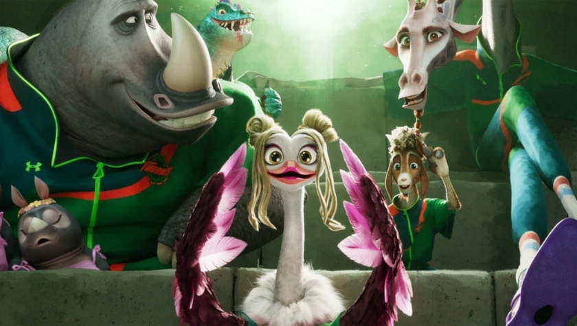 Gabrielle Union, Nick Kroll, Nicola Coughlan, Stephen Curry, and Caleb McLaughlin in 'GOAT'