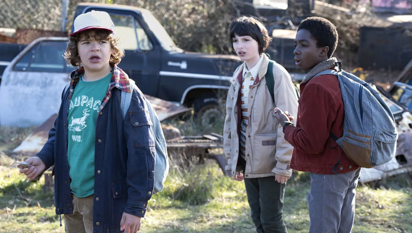 Gaten Matarazzo, Finn Wolfhard, and Caleb McLaughlin in 'Stranger Things'