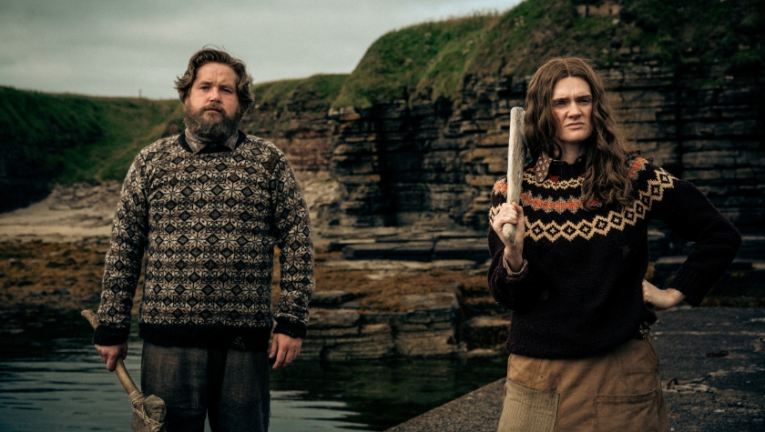 [L-R] Grant O’Rourke as “Sandy” and Gayle Rankin as "Isla" in the comedy-drama, THE INCOMER, from Sumerian Pictures. Photo credit Sumerian Pictures.