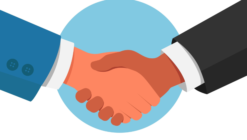 Image of 2 people shaking hands