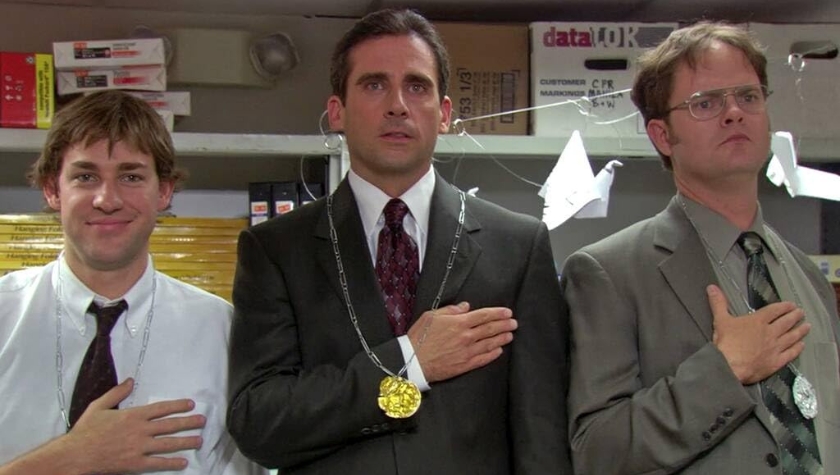 John Krasinski, Steve Carell, and Rainn Wilson in 'The Office'