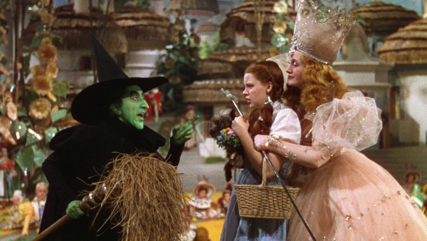 Margaret Hamilton, Judy Garland, Billie Burke, and Terry in 'The Wizard of Oz'