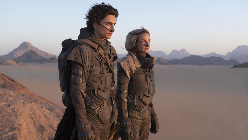 Rebecca Ferguson and Timothée Chalamet in Dune Part One
