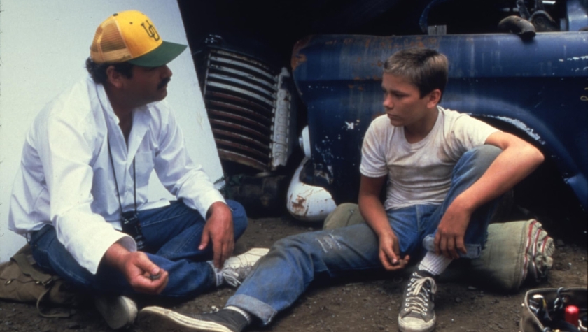 Rob Reiner and River Phoenix behind the scenes in 'Stand by Me'