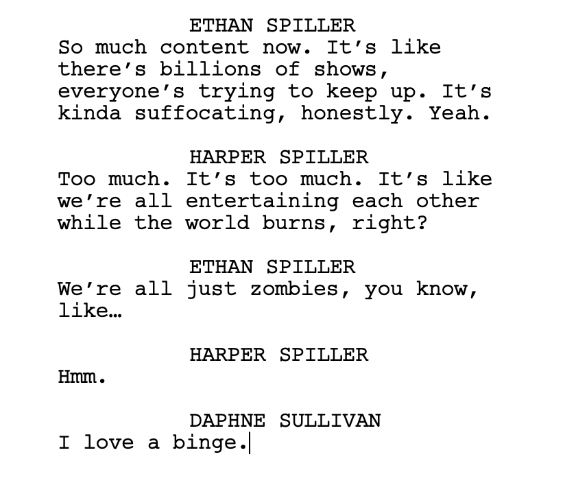 Image of dialogue between Ethan Spiller and Harper Spiller in The White Lotus