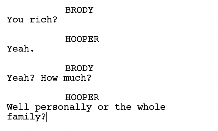 Dialogue between Brody and Hooper from Jaws