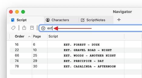 Image of the Navigator with EXT listed in the search bar