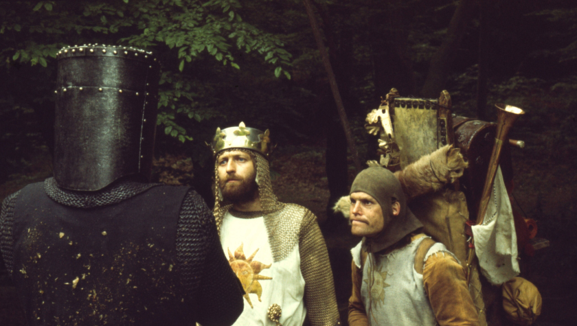 Terry Gilliam and Graham Chapman in Monty Python and the Holy Grail