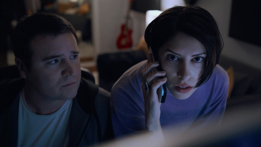 Bryan Casserly and Shereen Lani Younes appear in The Screener by Jim Cummings and PJ McCabe, an official selection of the 2026 Sundance Film Festival. Courtesy of Sundance Institute | photo by Mac Fisken