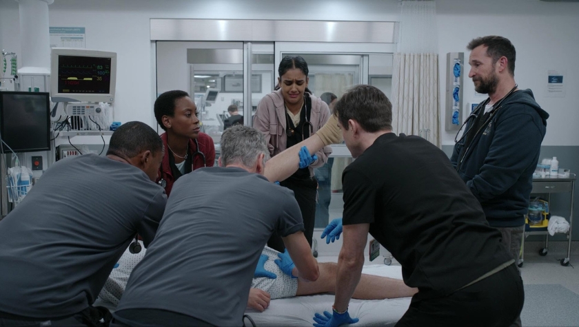 Tracy Ifeachor, Shabana Azeez, Ned Brower, Patrick Ball, and Noah Wyle in 'The Pitt'