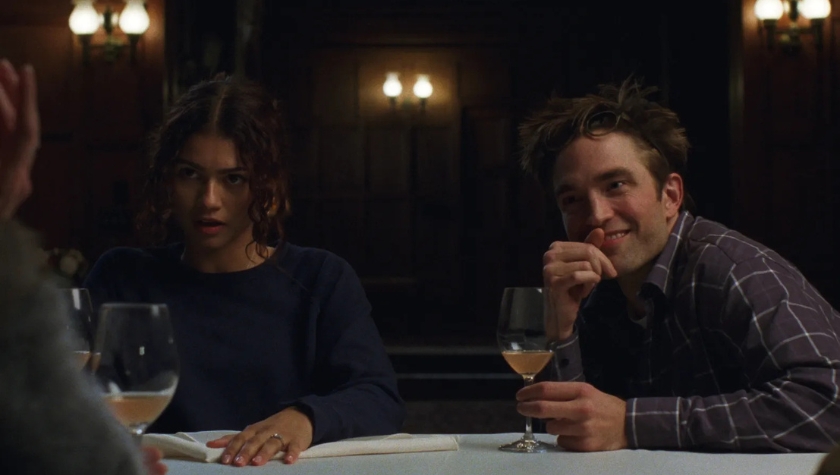 Zendaya and Robert Pattinson share a tense moment over dinner in 'The Drama'