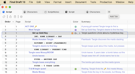 Script tab addition