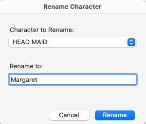Rename Character Pop-up